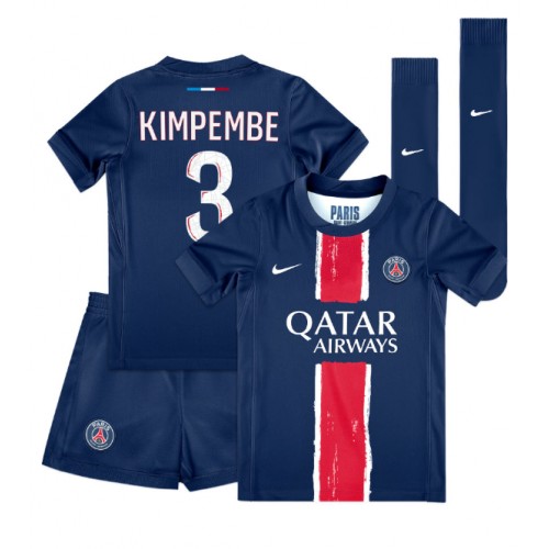 Otroški Nogometni dresi Paris Saint-Germain Presnel Kimpembe #3 Domači 2024-25 Kratek Rokav (+ Kratke hlače)